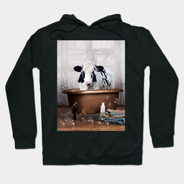 Cow in the Bathtub Hoodie by DomoINK